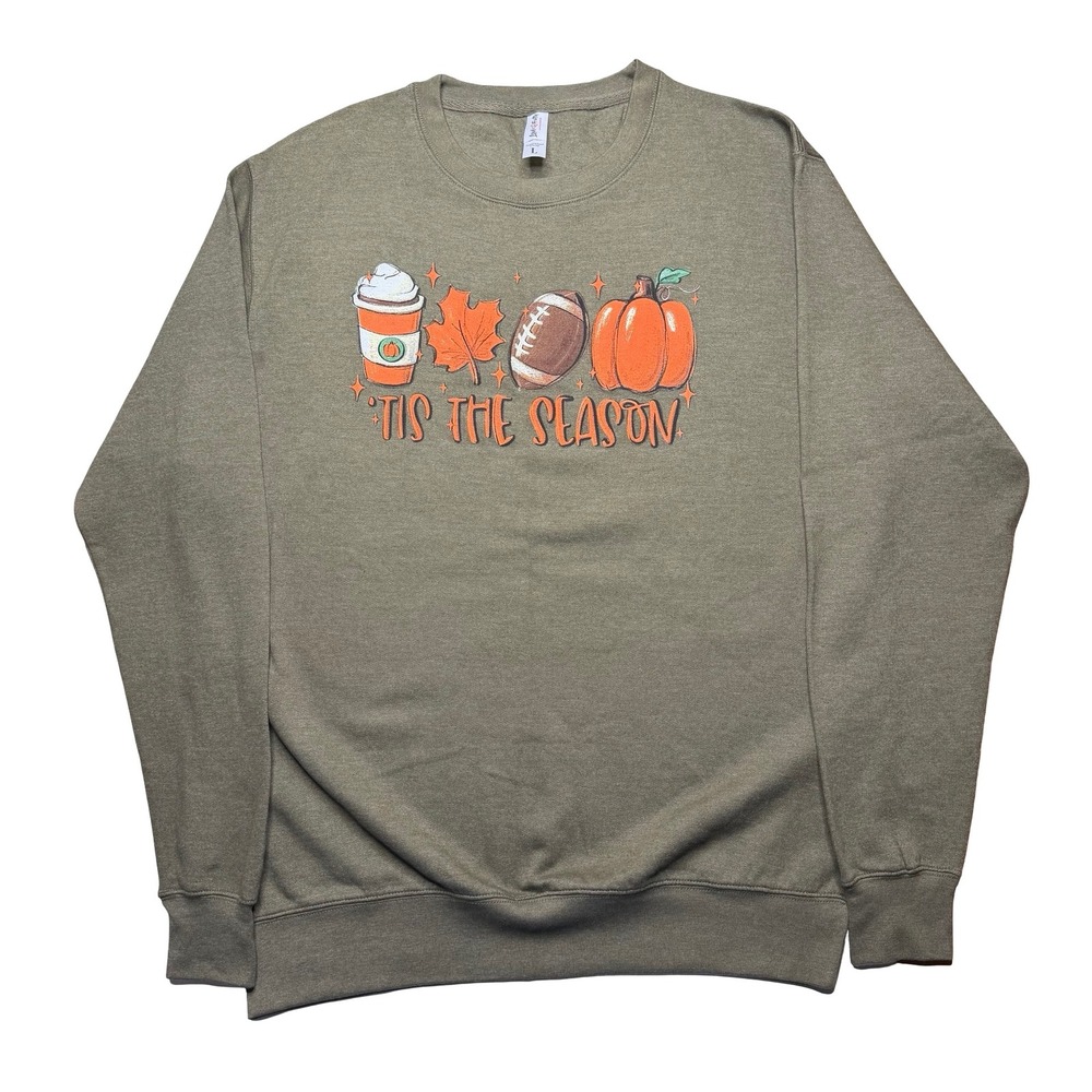Fall pumpkin spice football thanksgiving holiday green sweater